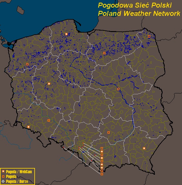 Mesomap of Poland Weather Network Stations